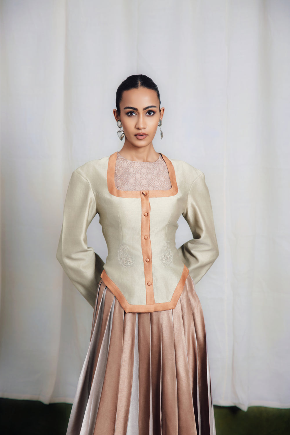 Garasia Blouse with Knife Pleated Skirt Set-co-ord set-Siddhartha Bansal