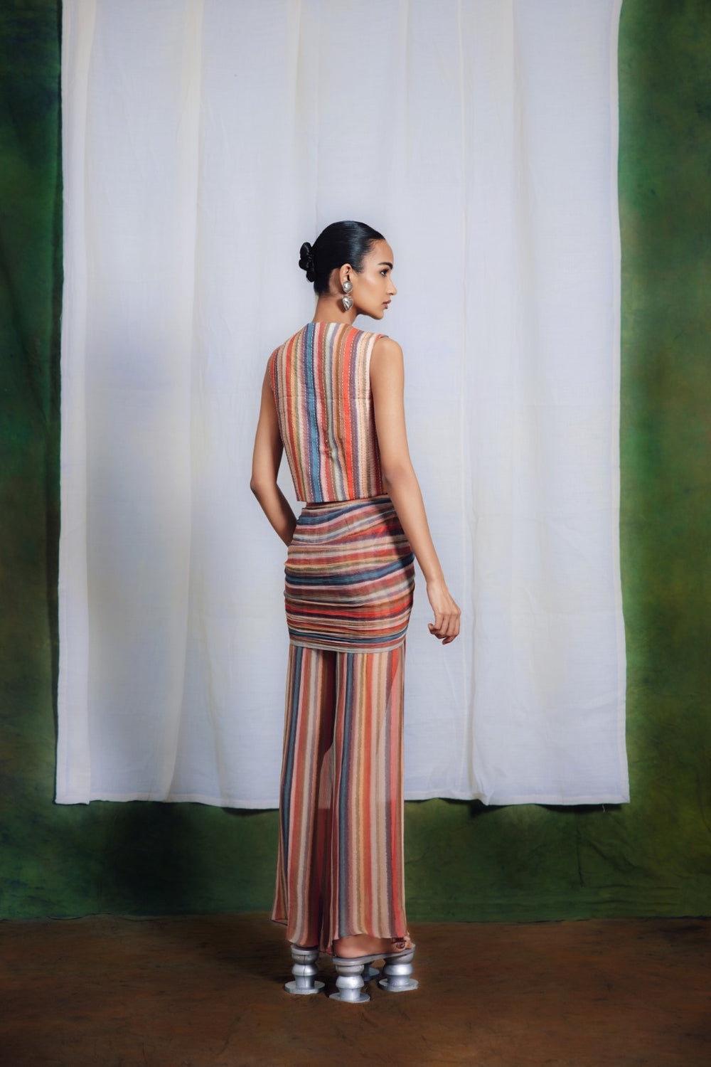 Raya Green Thread Work Short Jacket set-Co-ord Set-Siddhartha Bansal