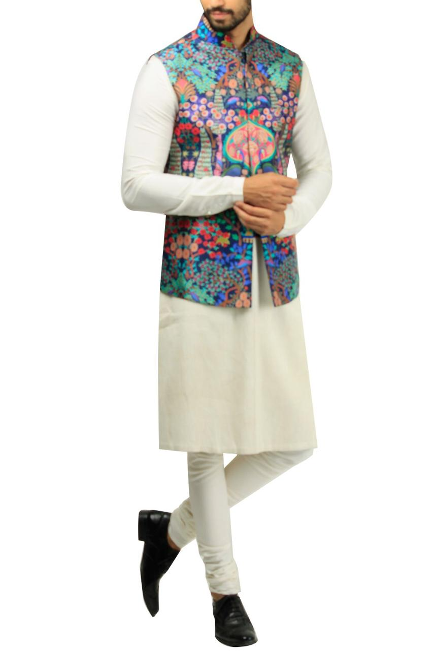 Blue Bagh Nehru Jacket-Mens Wear-Siddhartha Bansal