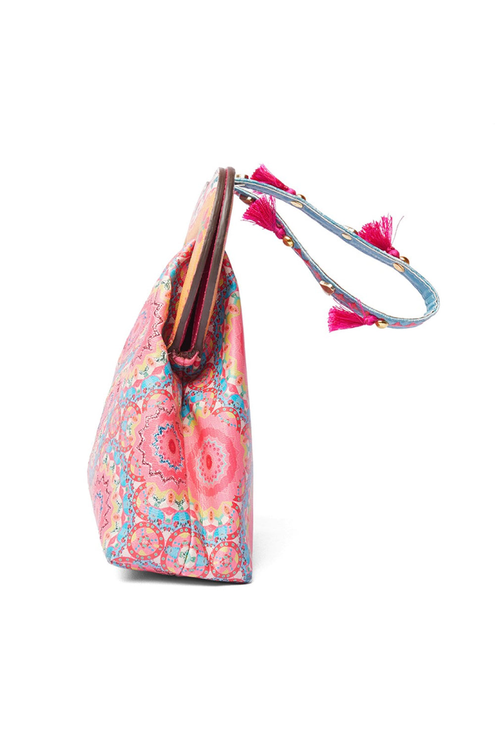 Pink Kaleidoscopic Emb. Heart Shape Hand Bag-Bags-Siddhartha Bansal