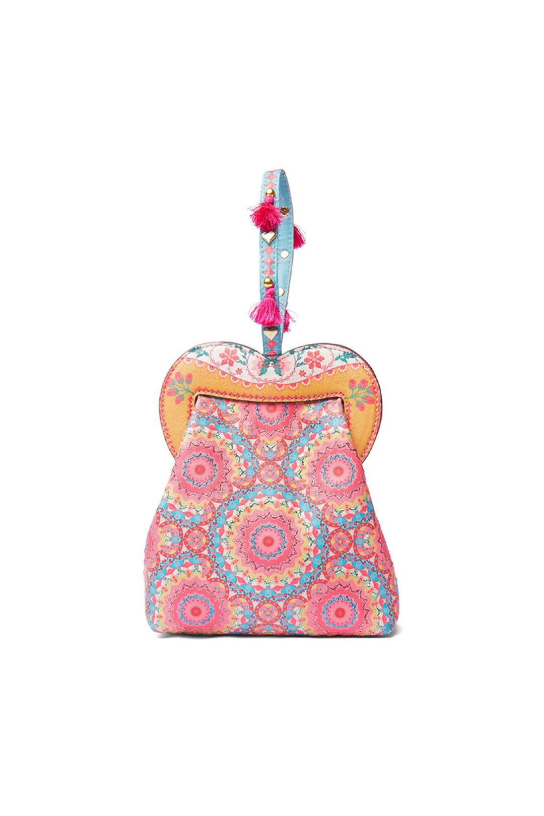 Pink Kaleidoscopic Emb. Heart Shape Hand Bag-Bags-Siddhartha Bansal