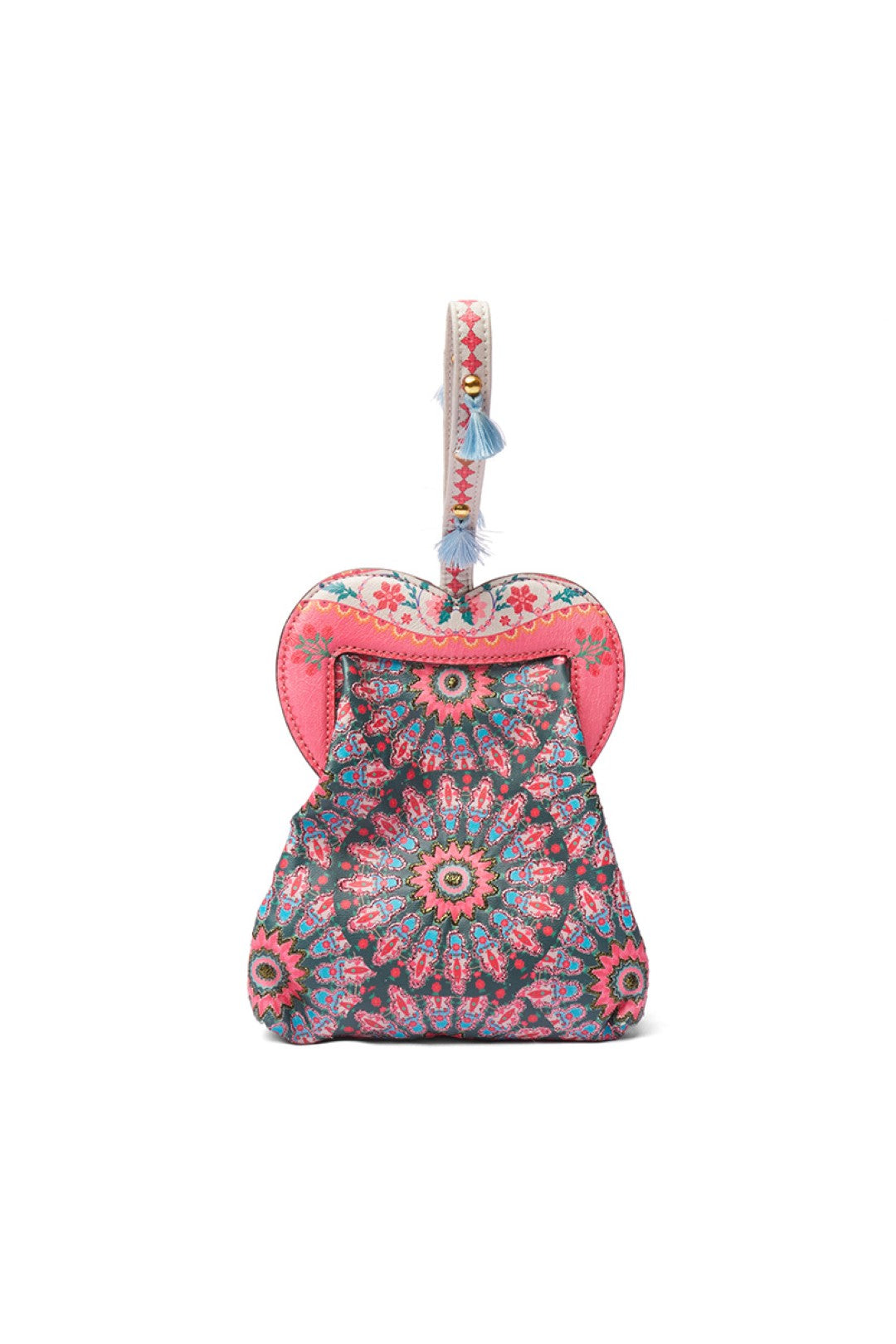 Green Kaleidoscopic Emb. Heart Shape Hand Bag-Bags-Siddhartha Bansal
