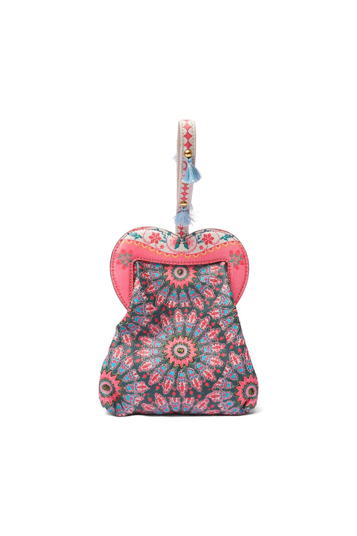 Green Kaleidoscopic Emb. Heart Shape Hand Bag-Bags-Siddhartha Bansal