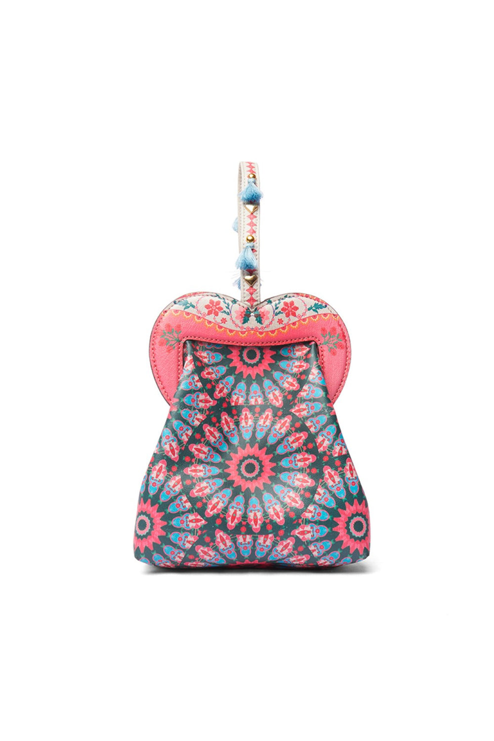 Green Kaleidoscopic Emb. Heart Shape Hand Bag-Bags-Siddhartha Bansal
