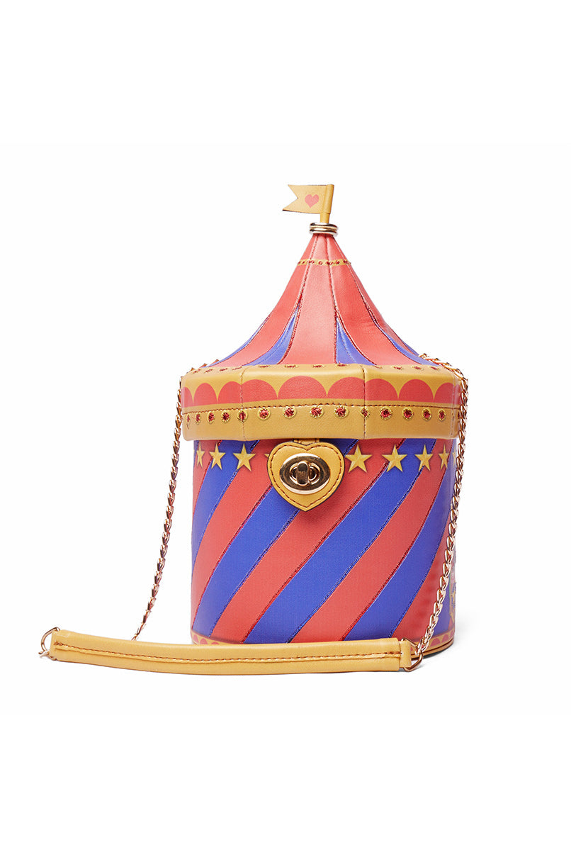 Red & Blue Circus Tent Embroiderd Hand Bag-Bags-Siddhartha Bansal