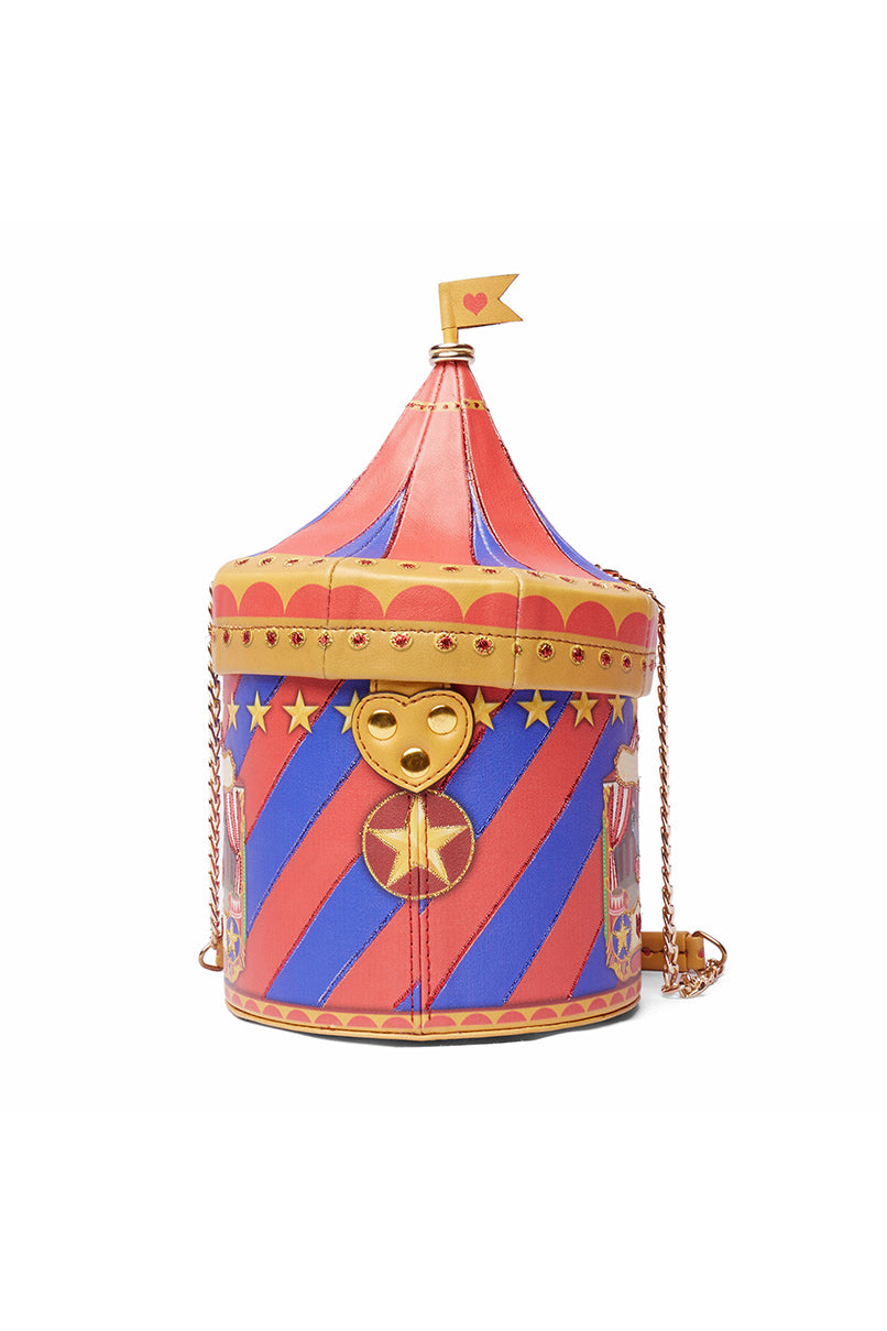 Red & Blue Circus Tent Embroiderd Hand Bag-Bags-Siddhartha Bansal
