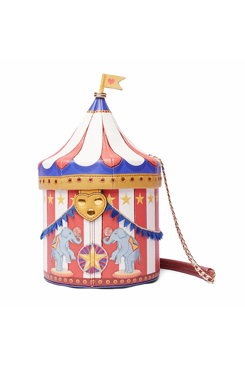 Red & White Circus Tent Embroiderd Hand Bag-Bags-Siddhartha Bansal