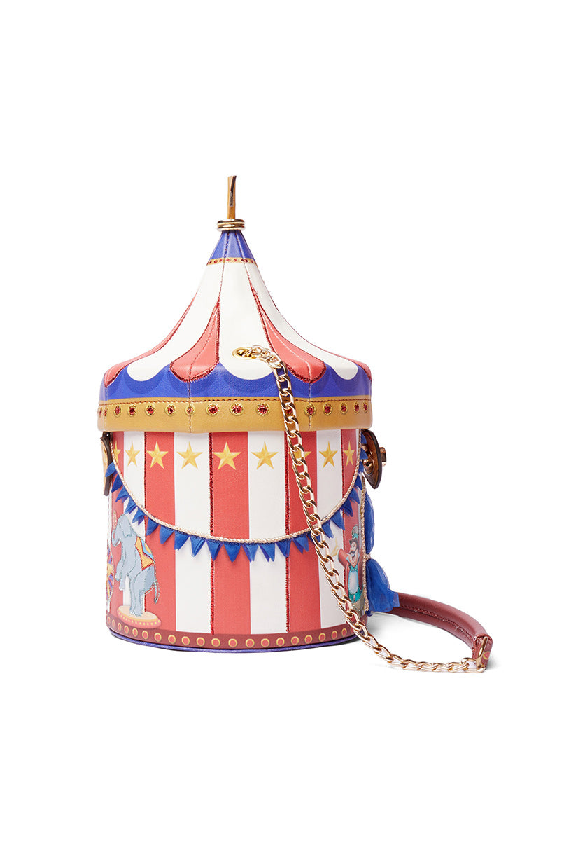 Red & White Circus Tent Embroiderd Hand Bag-Bags-Siddhartha Bansal