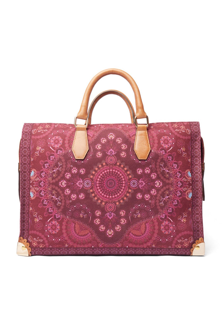 Red Lines Kaleidoscopic Hand Emb. Tote/ Travel Bag-Bags-Siddhartha Bansal