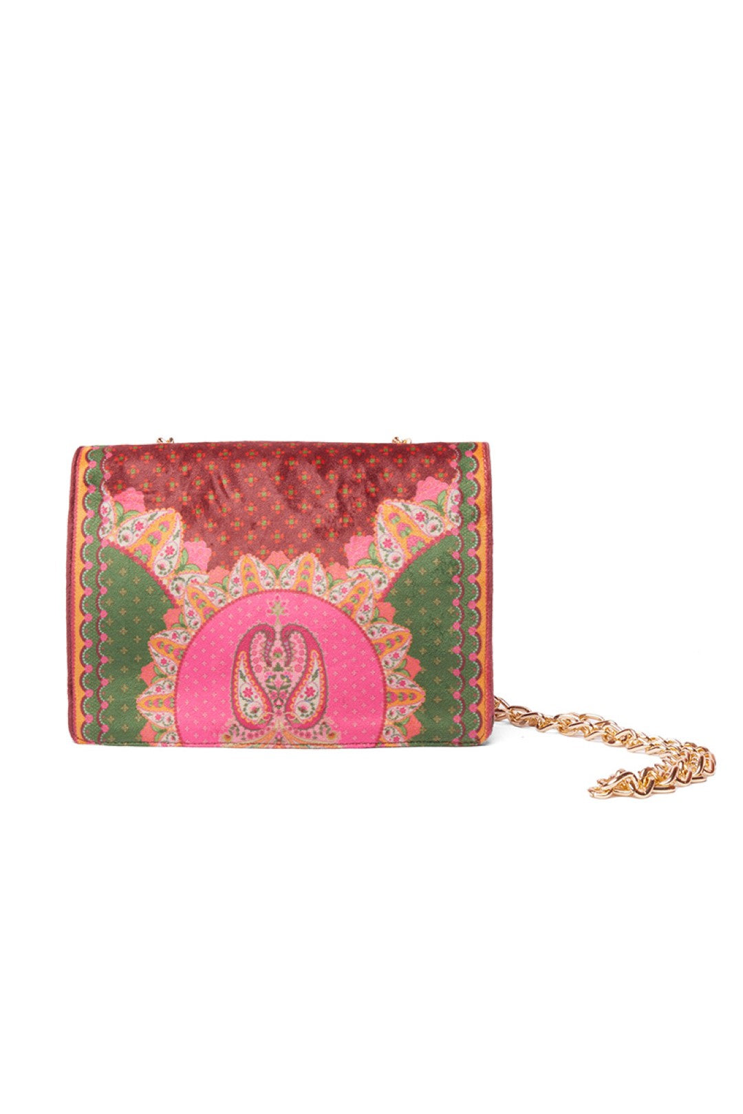 Maroon Floral Hand Bag With Chain-Bags-Siddhartha Bansal