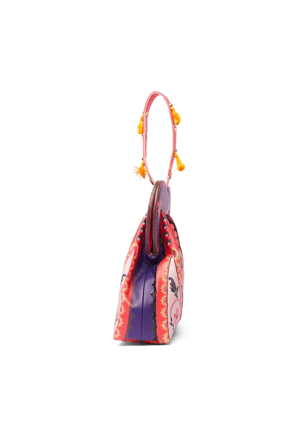 Orange Big Paisley Emb. Heart Shape Hand Bag-Bags-Siddhartha Bansal