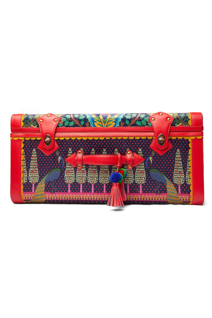 Blue Peacock Embroidered Trunk-Bags-Siddhartha Bansal