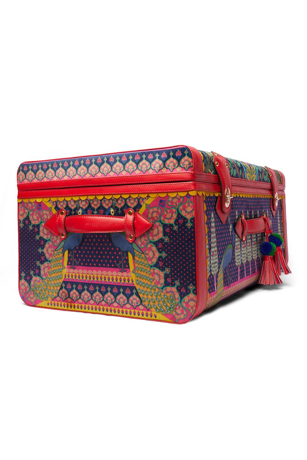 Blue Peacock Embroidered Trunk-Bags-Siddhartha Bansal