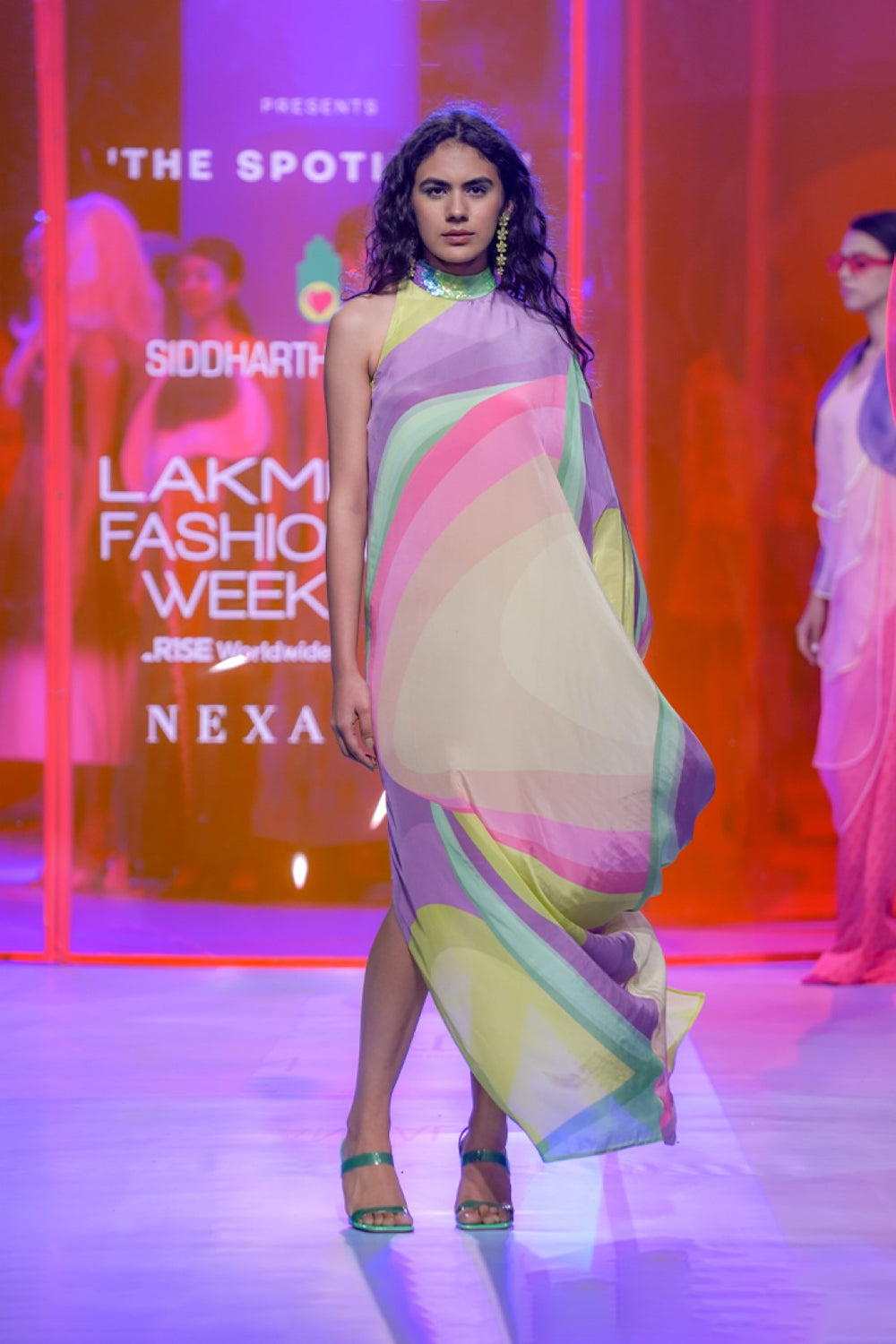 Wave Embellished One Shoulder Dress-Siddhartha Bansal