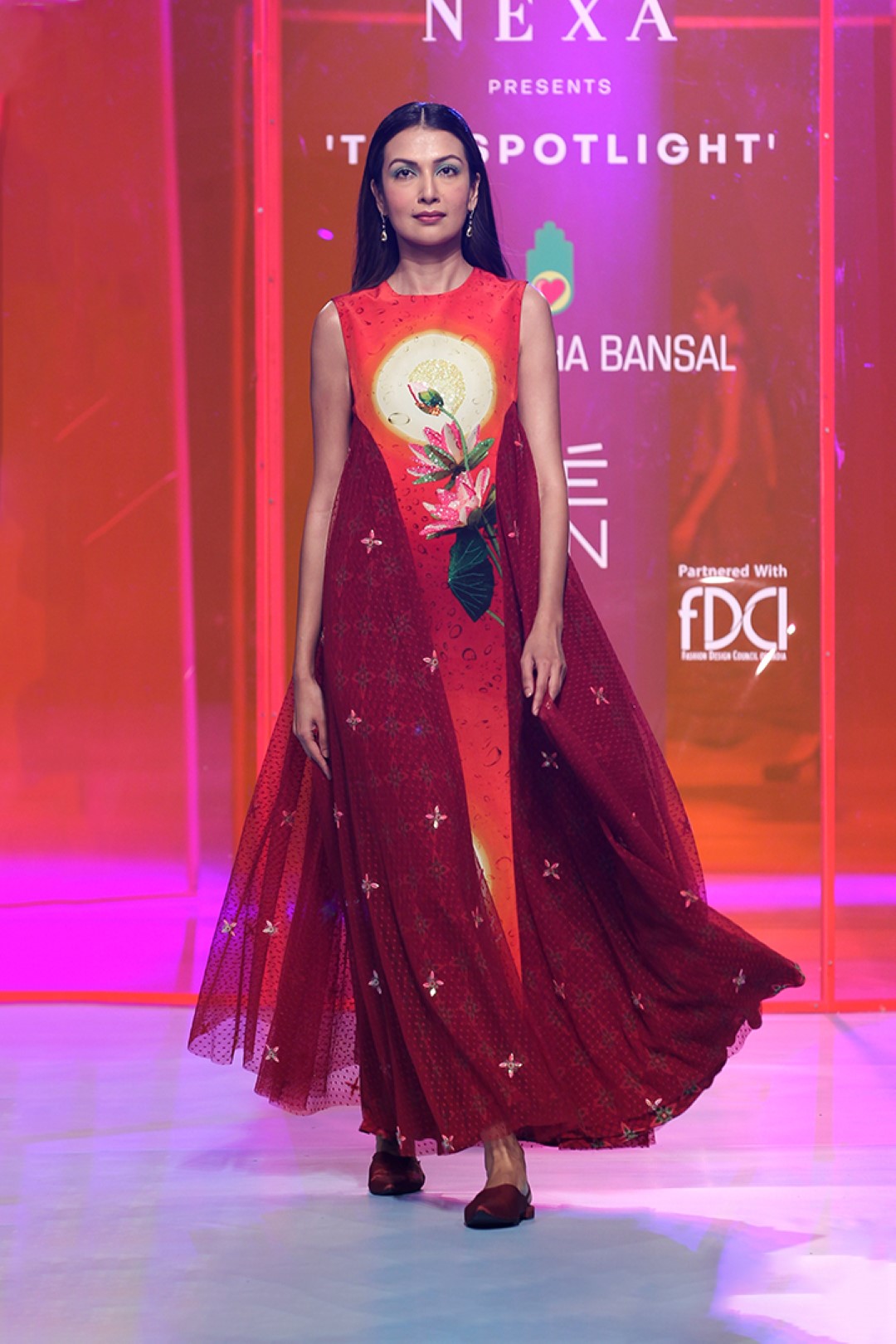 Cherry Red Embellished Long Dress-Siddhartha Bansal