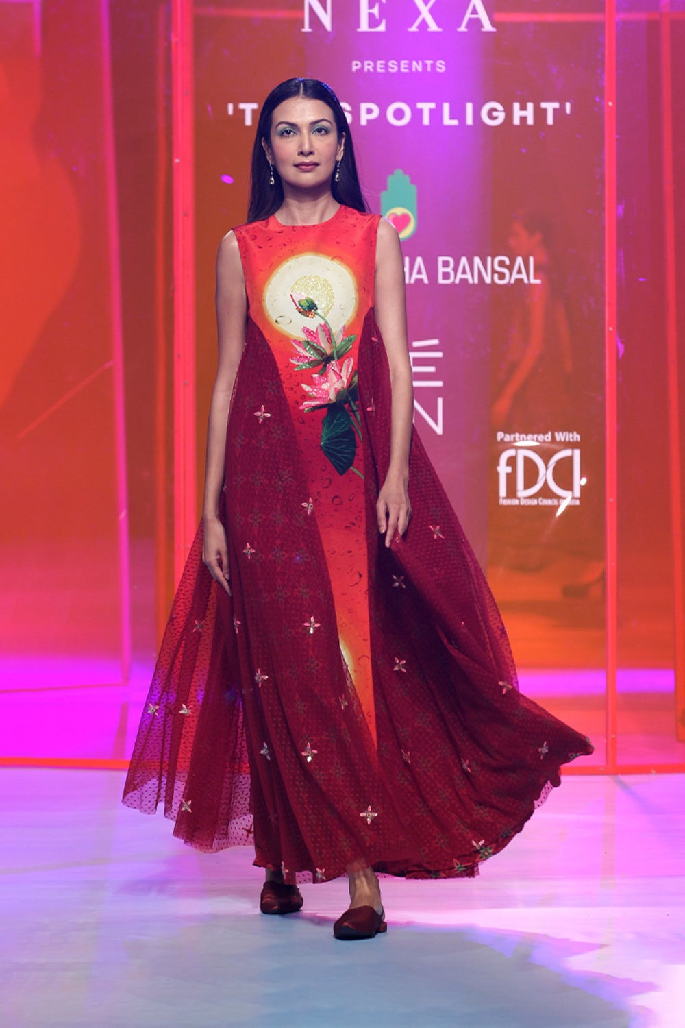 Cherry Red Embellished Long Dress-Siddhartha Bansal