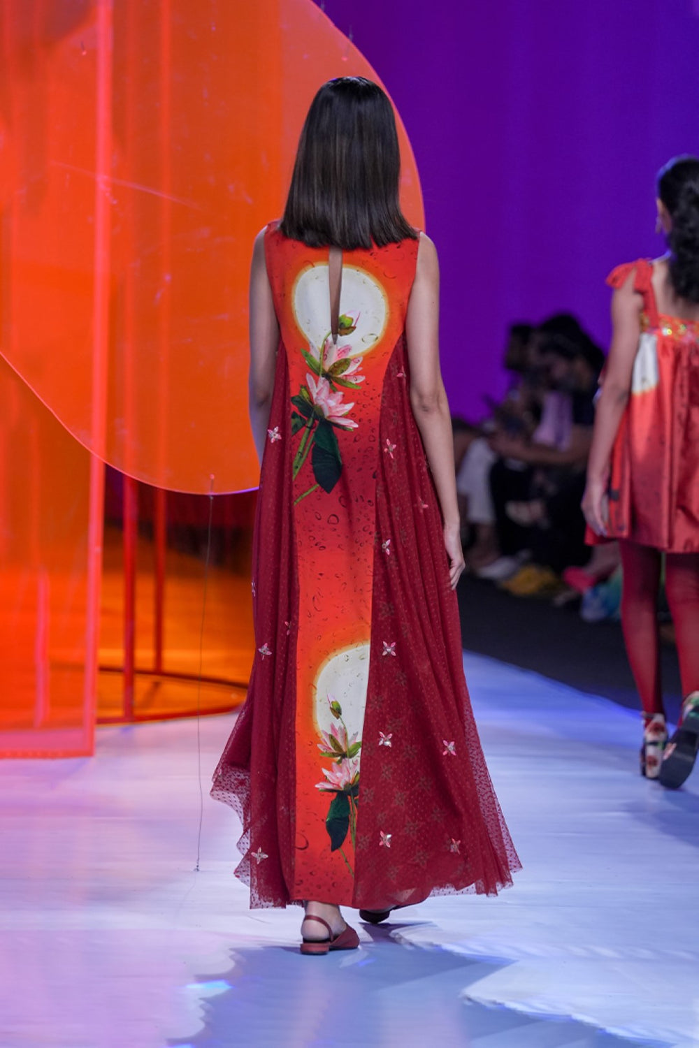 Cherry Red Embellished Long Dress-Siddhartha Bansal