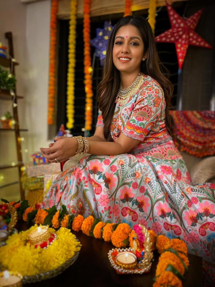 Grey Paiselyc Rop Top And Skirt-Lehenga-Siddhartha Bansal