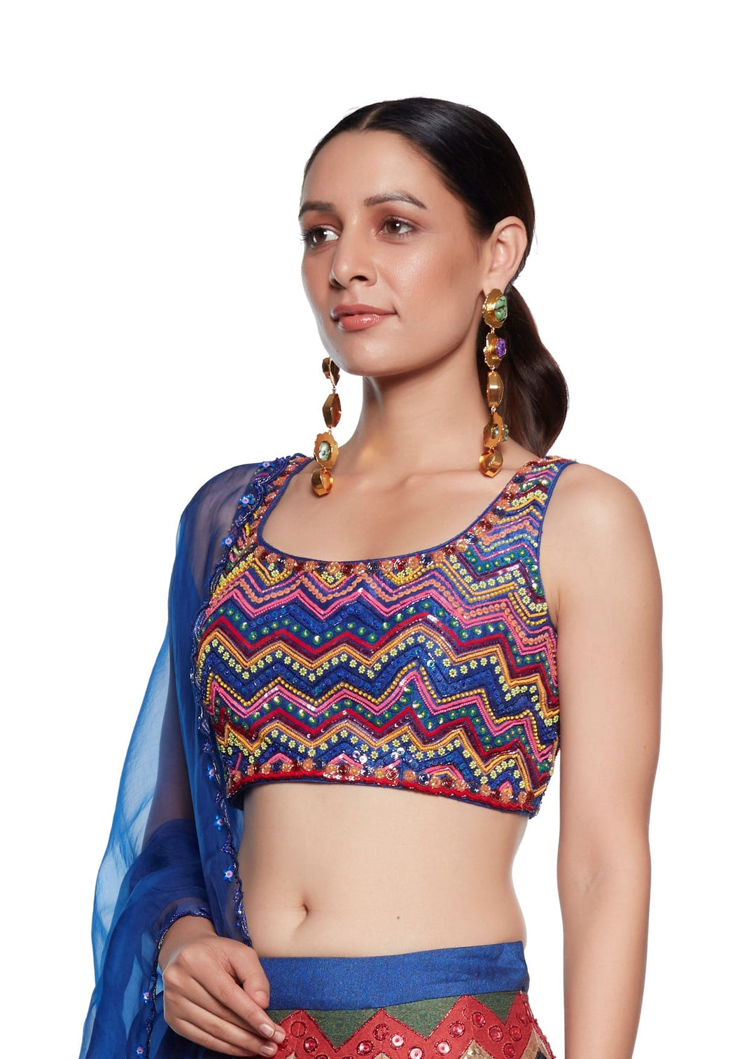 Blue Embellished Blouse-Siddhartha Bansal