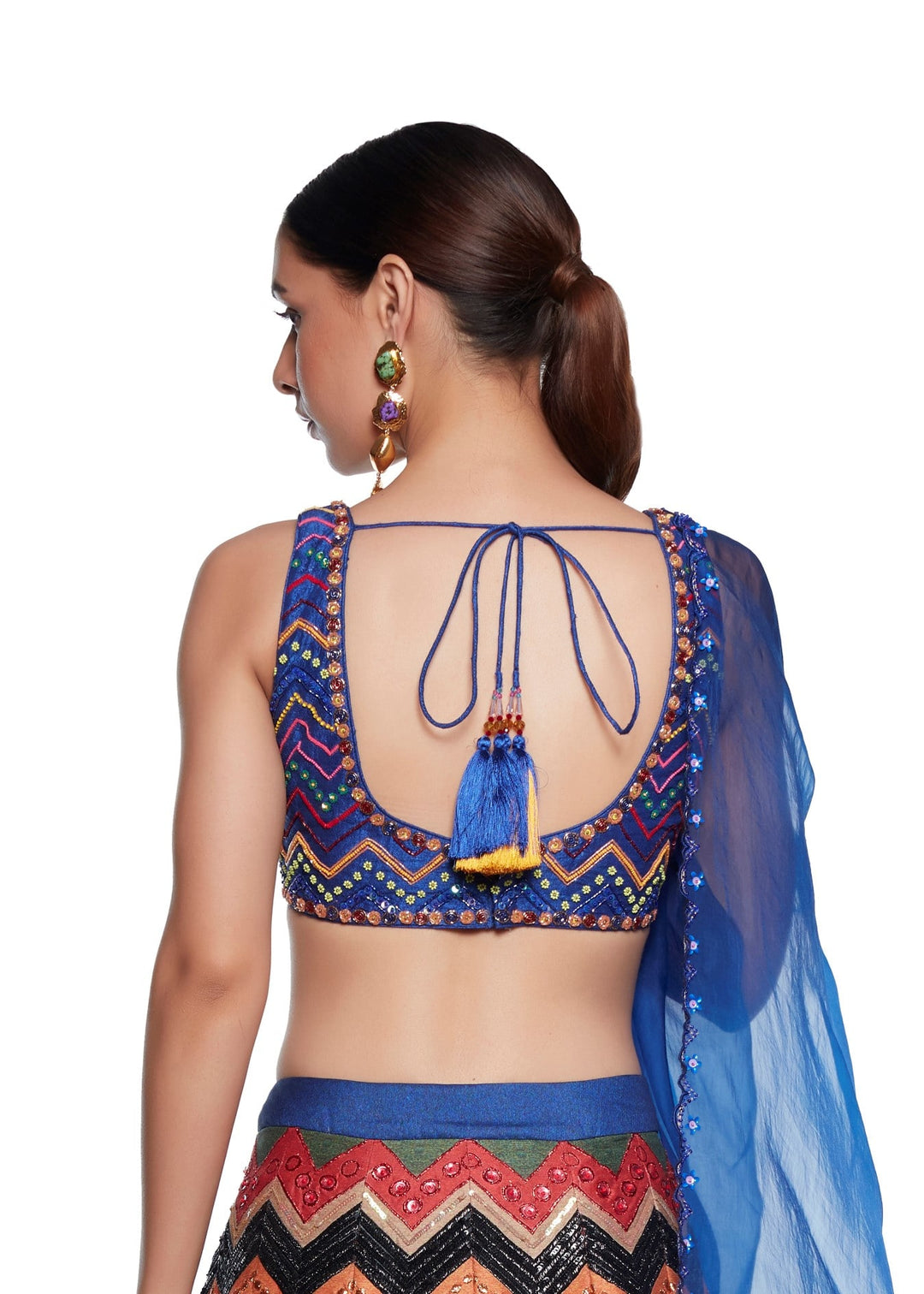 Blue Embellished Blouse-Siddhartha Bansal