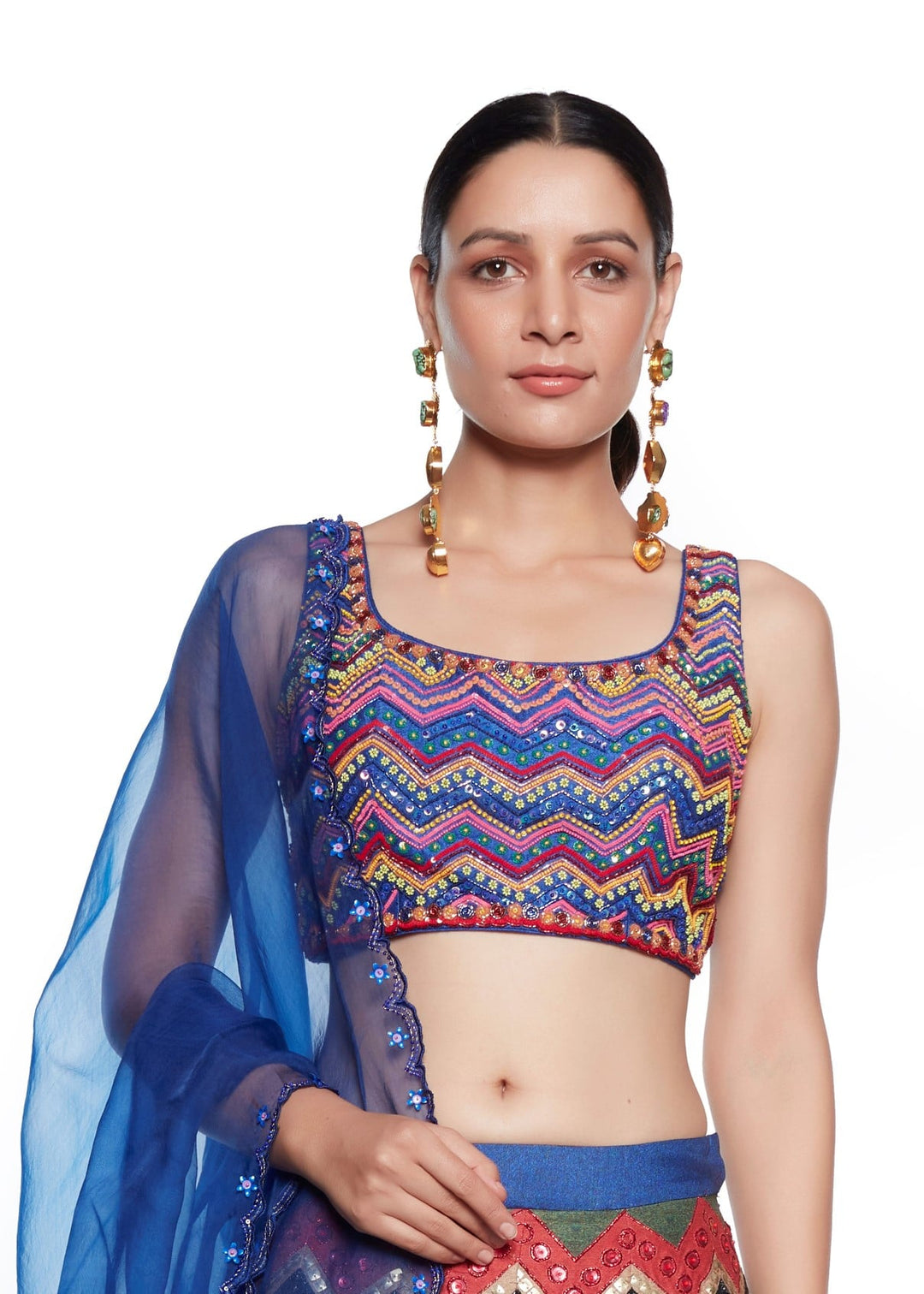 Blue Embellished Blouse-Siddhartha Bansal