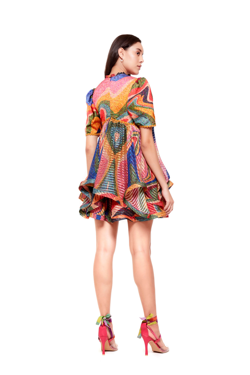 Multi Color Waves Embellished Doll Dress-Dresses-Siddhartha Bansal