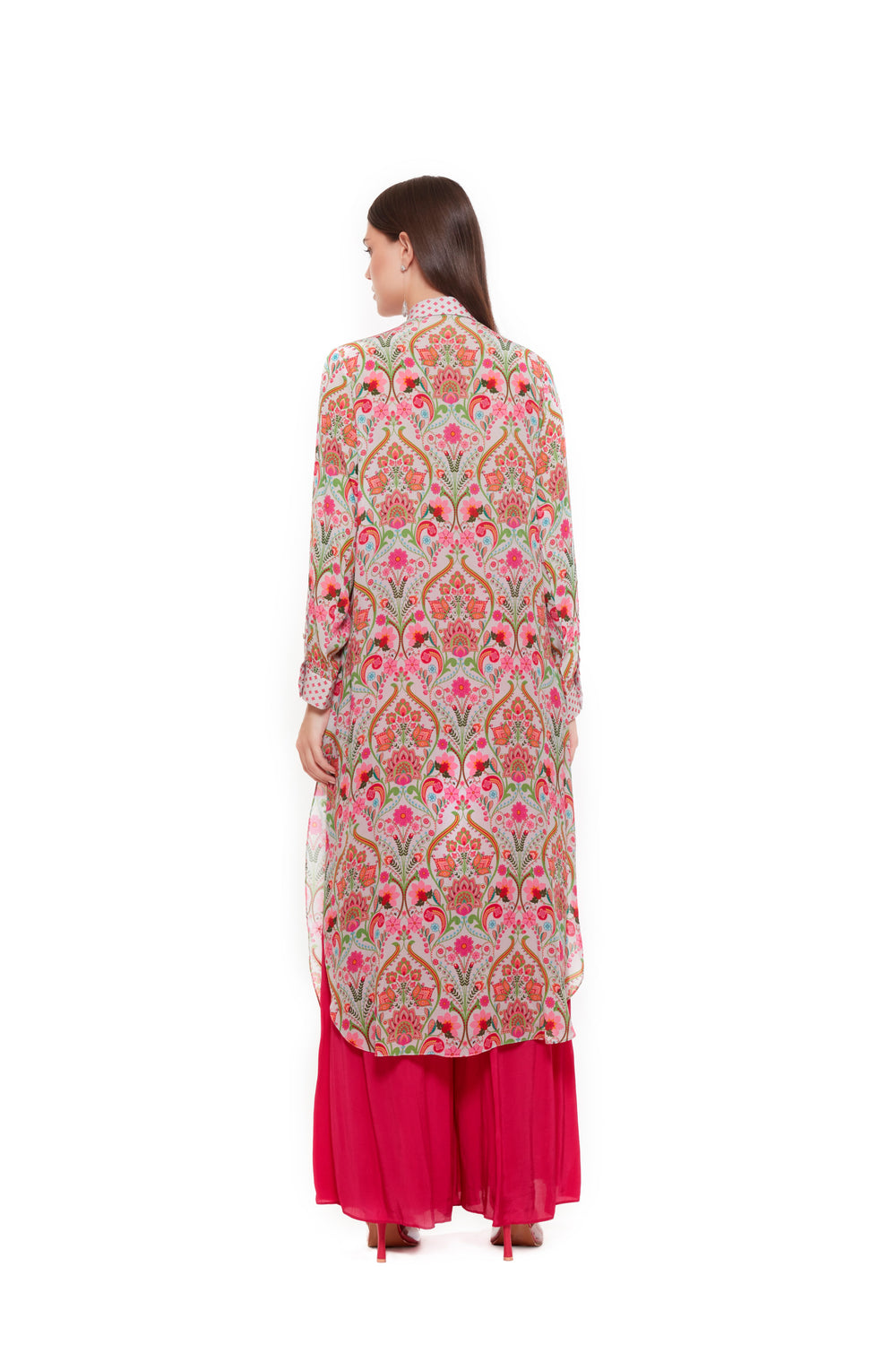 Embellished Grey Paisley Shirt Dress-Siddhartha Bansal