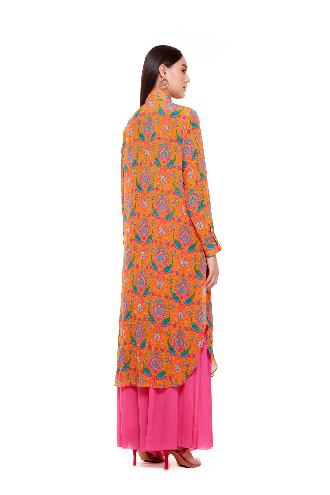 Yellow Pink Paisley Shirt Dress-Tunics-Siddhartha Bansal