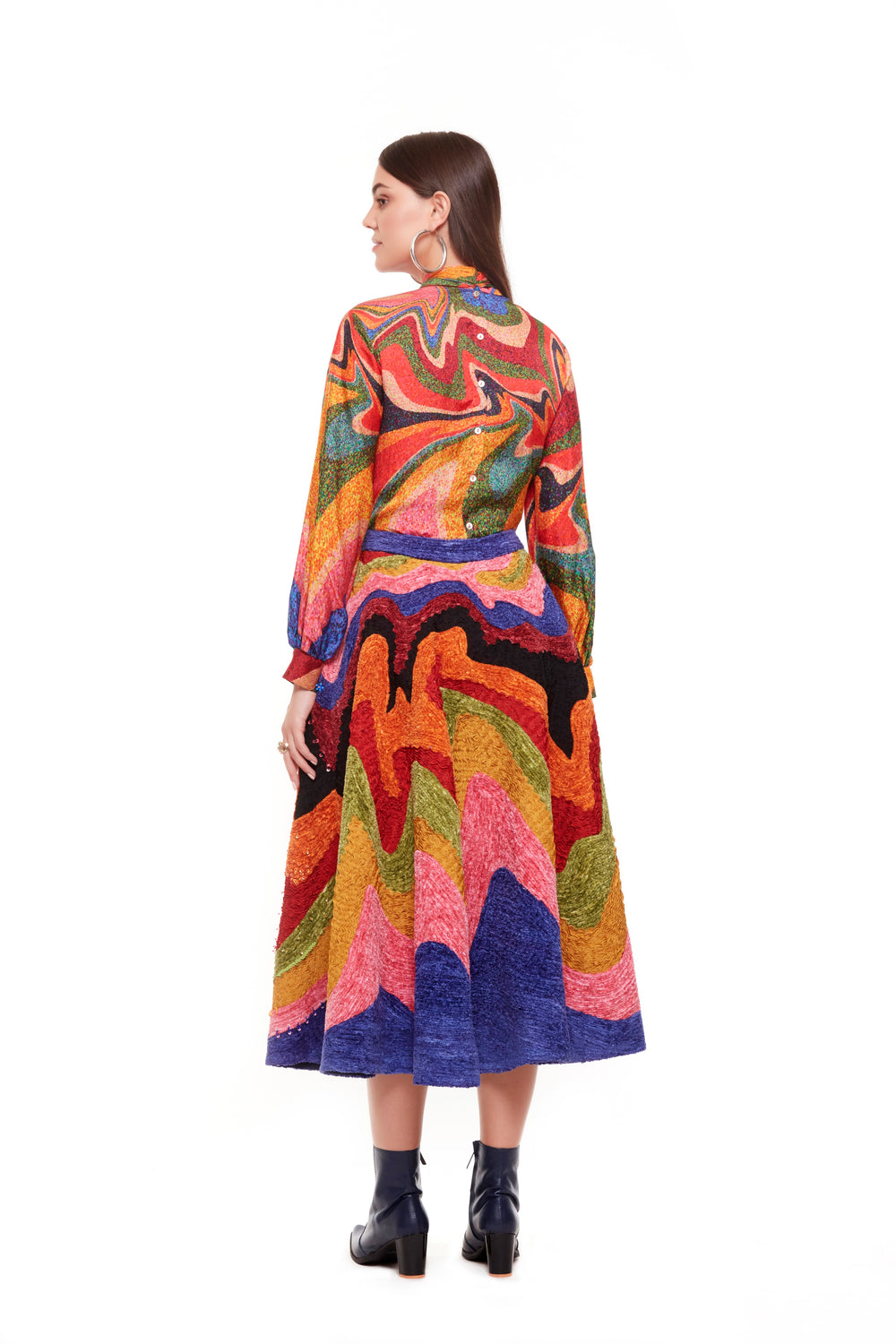 Swara Bhasker In Multi Color Waves Embellished Skirt-Skirts-Siddhartha Bansal