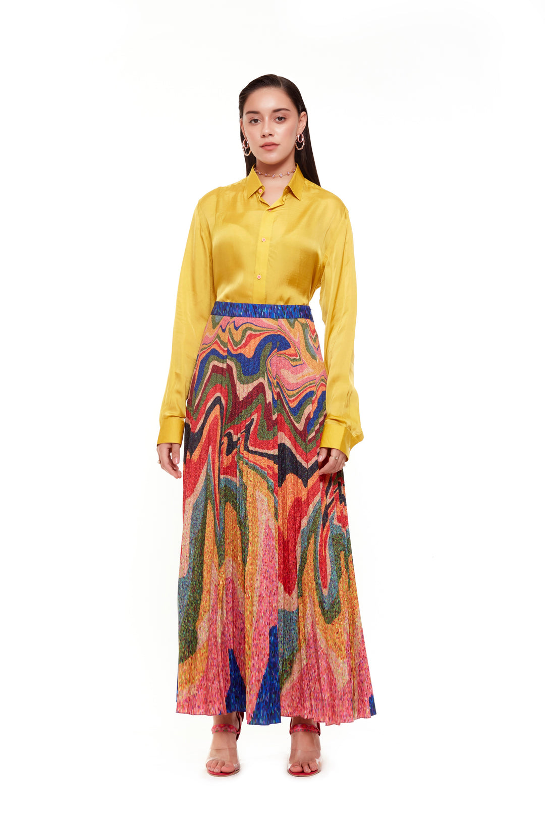 Multi Waves Pleated Skirt-Skirts-Siddhartha Bansal