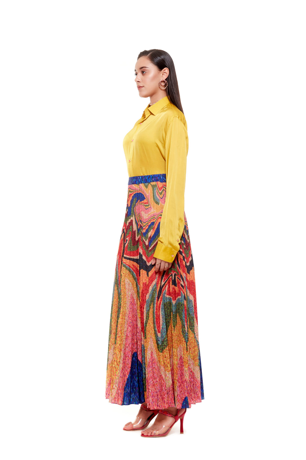 Multi Waves Pleated Skirt-Skirts-Siddhartha Bansal