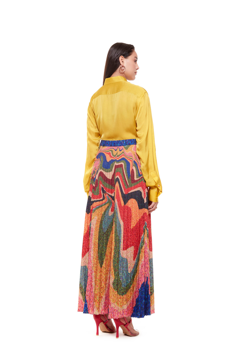 Multi Waves Pleated Skirt-Skirts-Siddhartha Bansal