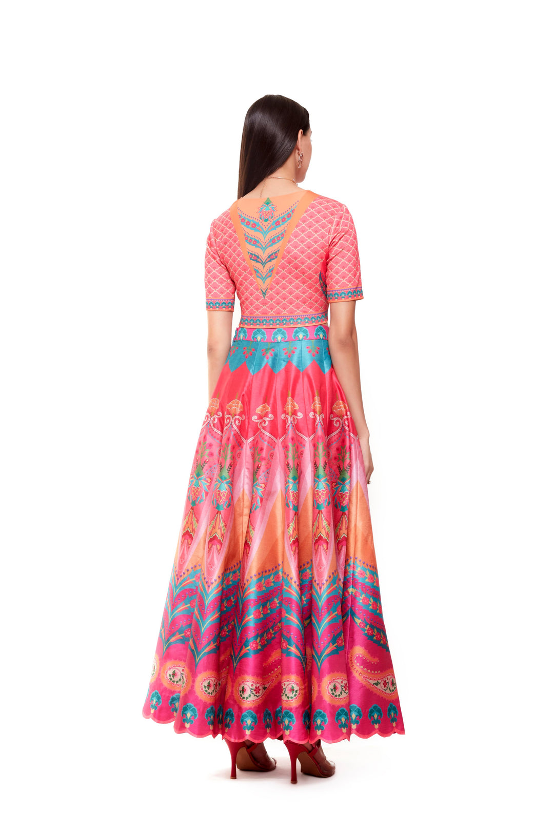 Royal Pink Stripe Crop Top Royal Pink Stripe Skirt-Lehenga-Siddhartha Bansal