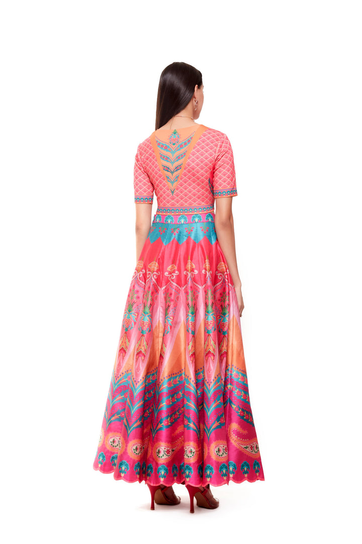 Royal Pink Stripe Crop Top Royal Pink Stripe Skirt-Lehenga-Siddhartha Bansal