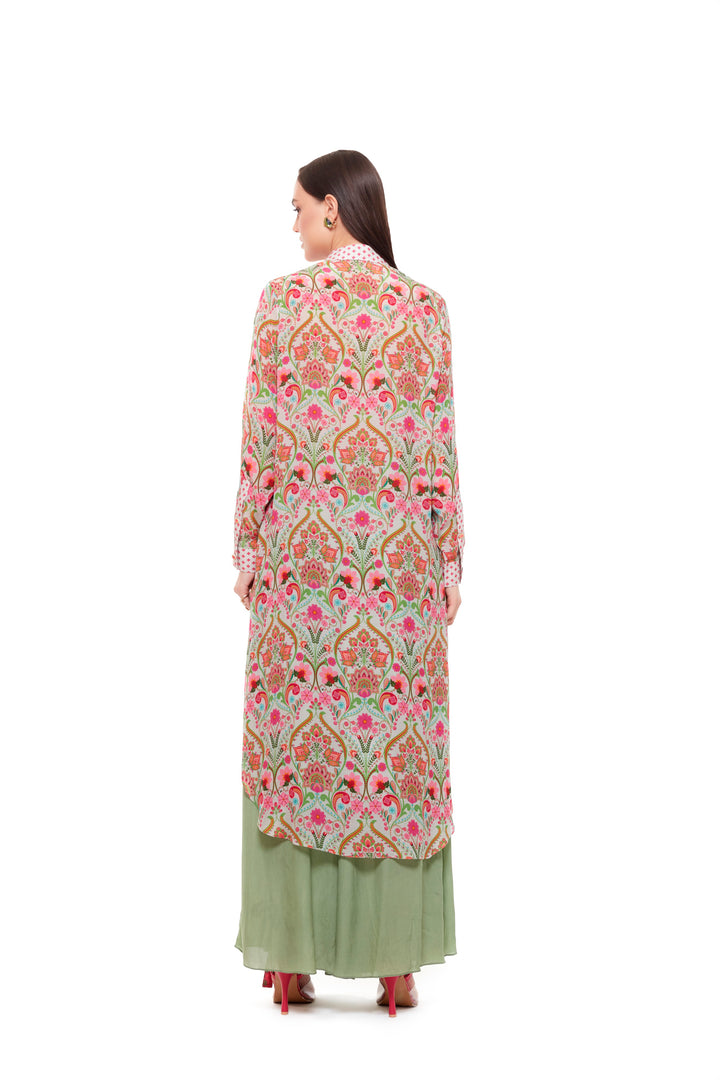 Green Paisely Shirt Dress-Siddhartha Bansal