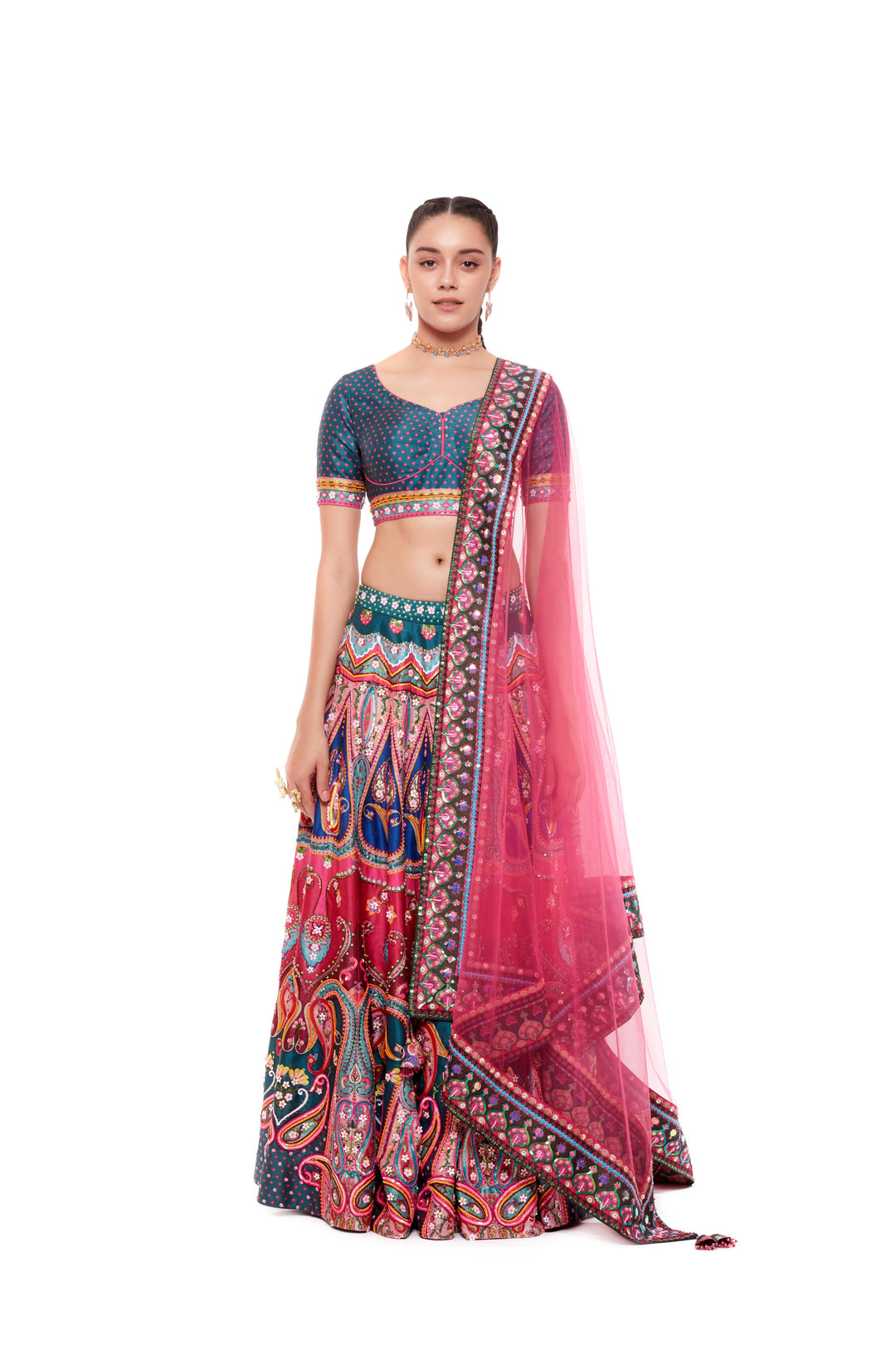 Maroon Blue Paisley Embellished Blouse-Blouse-Siddhartha Bansal
