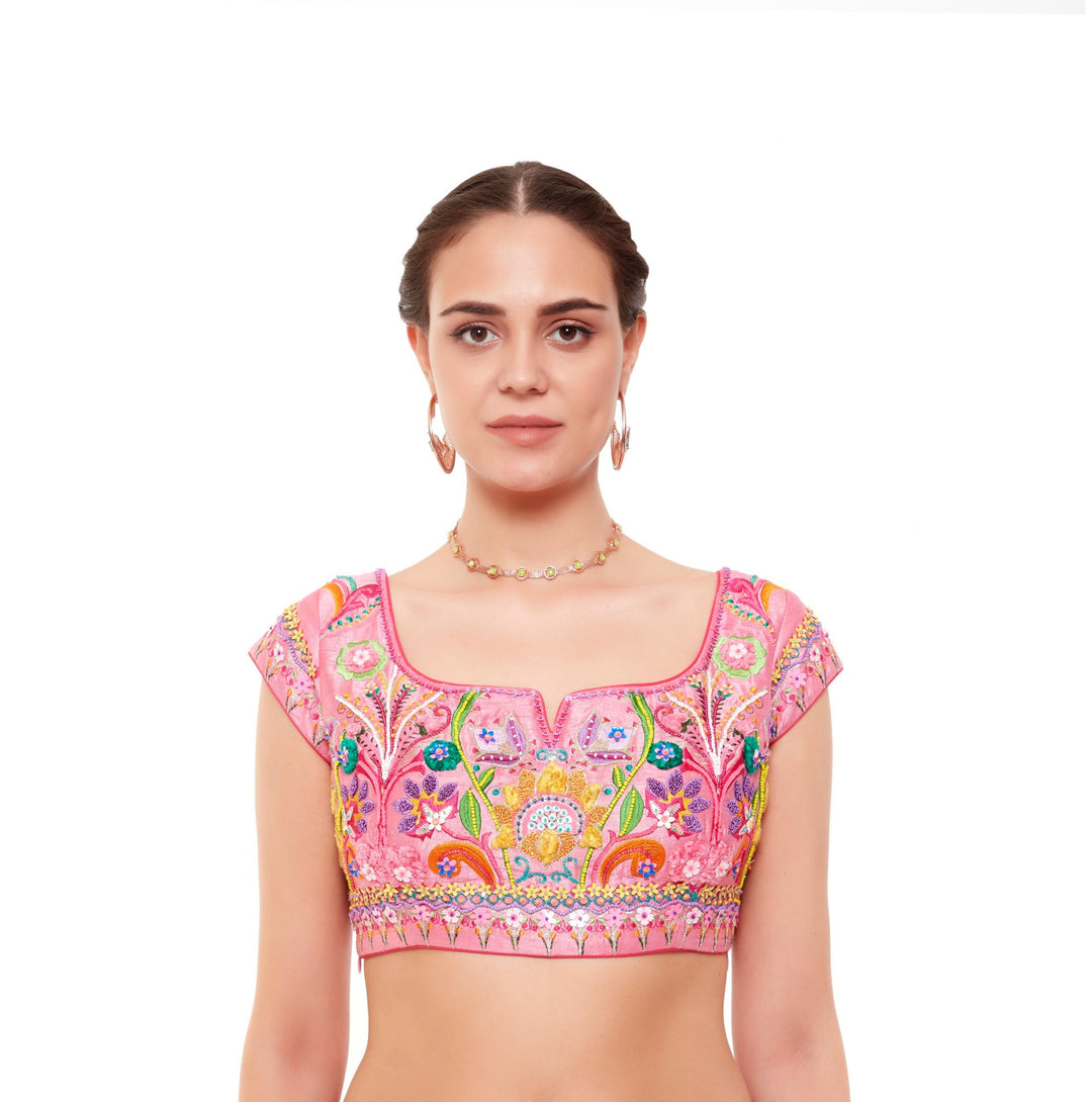 Pink Embellished Blouse-Blouse-Siddhartha Bansal