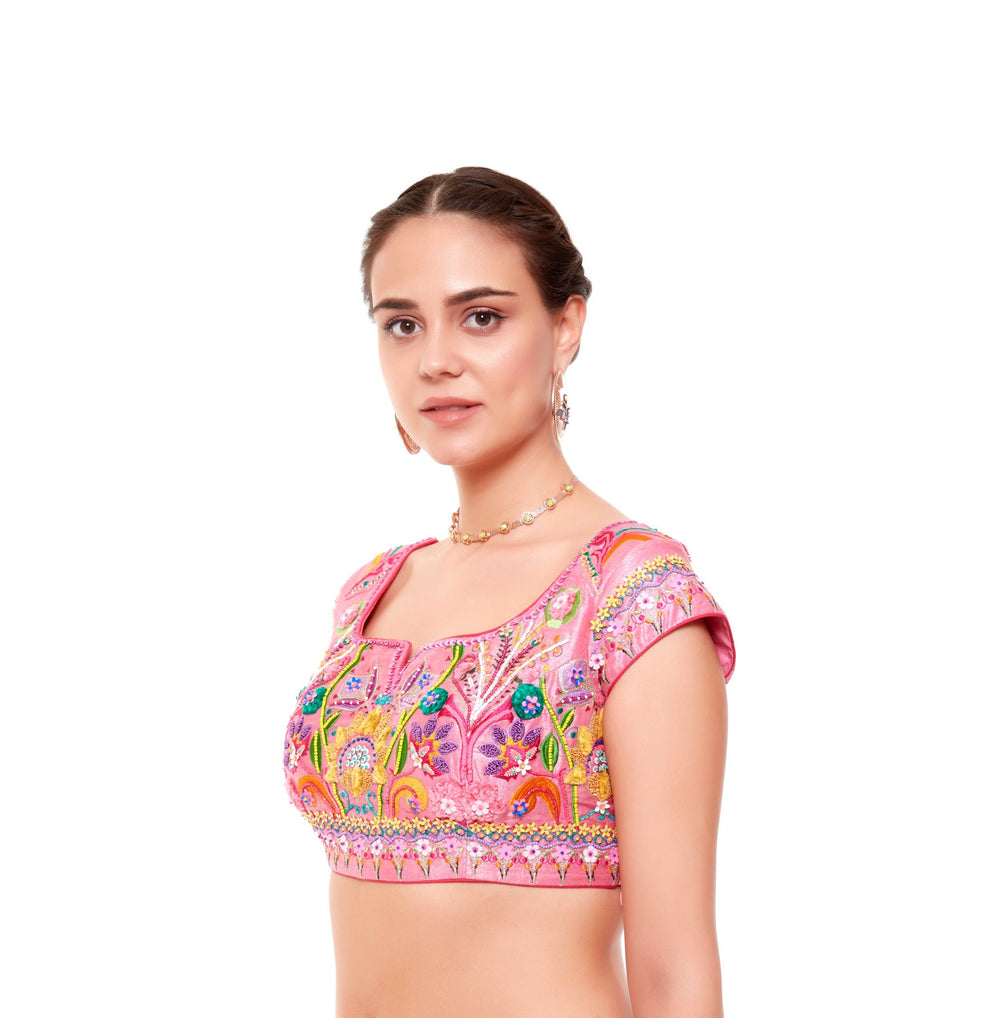 Pink Embellished Blouse-Blouse-Siddhartha Bansal