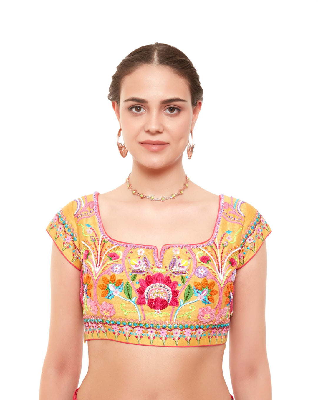 Yellow Multi Color Embellished Blouse-Blouse-Siddhartha Bansal