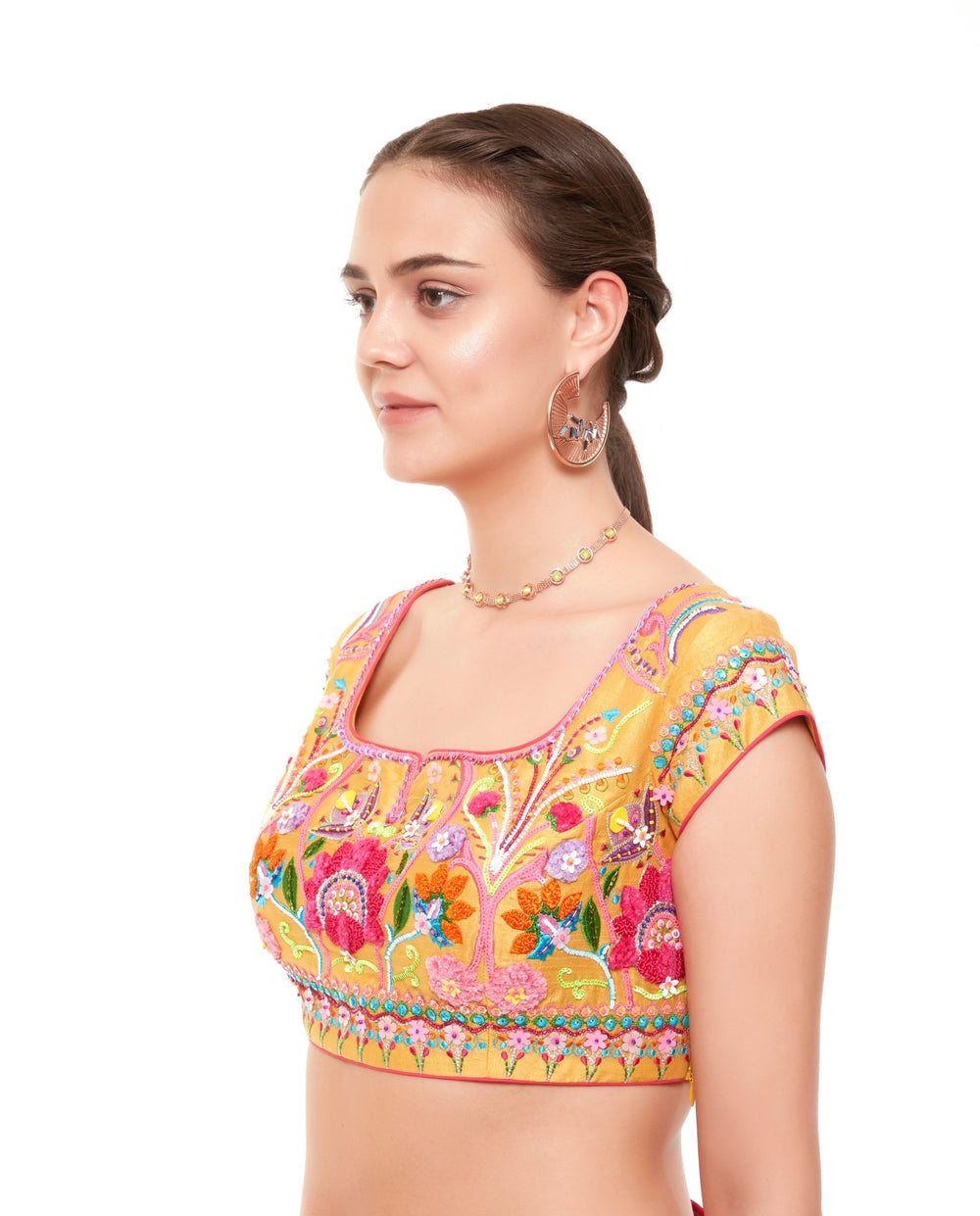 Yellow Multi Color Embellished Blouse-Blouse-Siddhartha Bansal