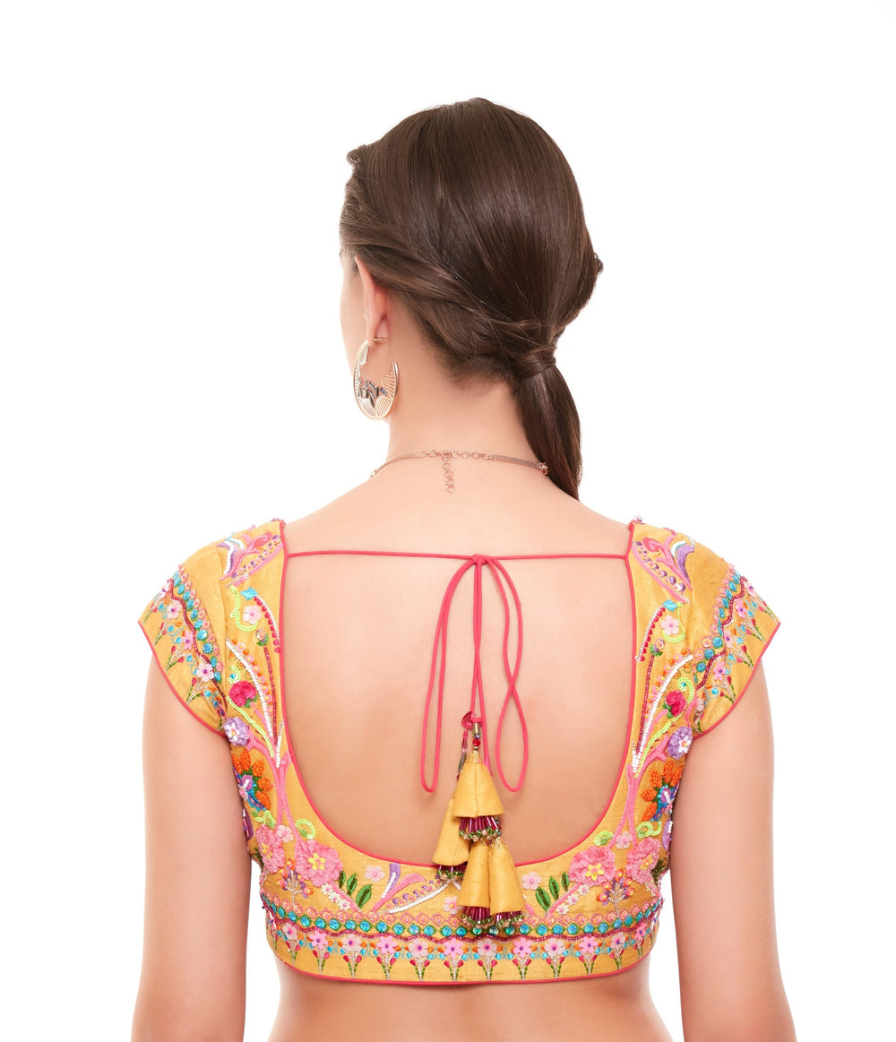 Yellow Multi Color Embellished Blouse-Blouse-Siddhartha Bansal