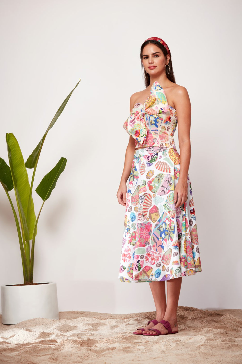 White Block Circular Skirt-Siddhartha Bansal