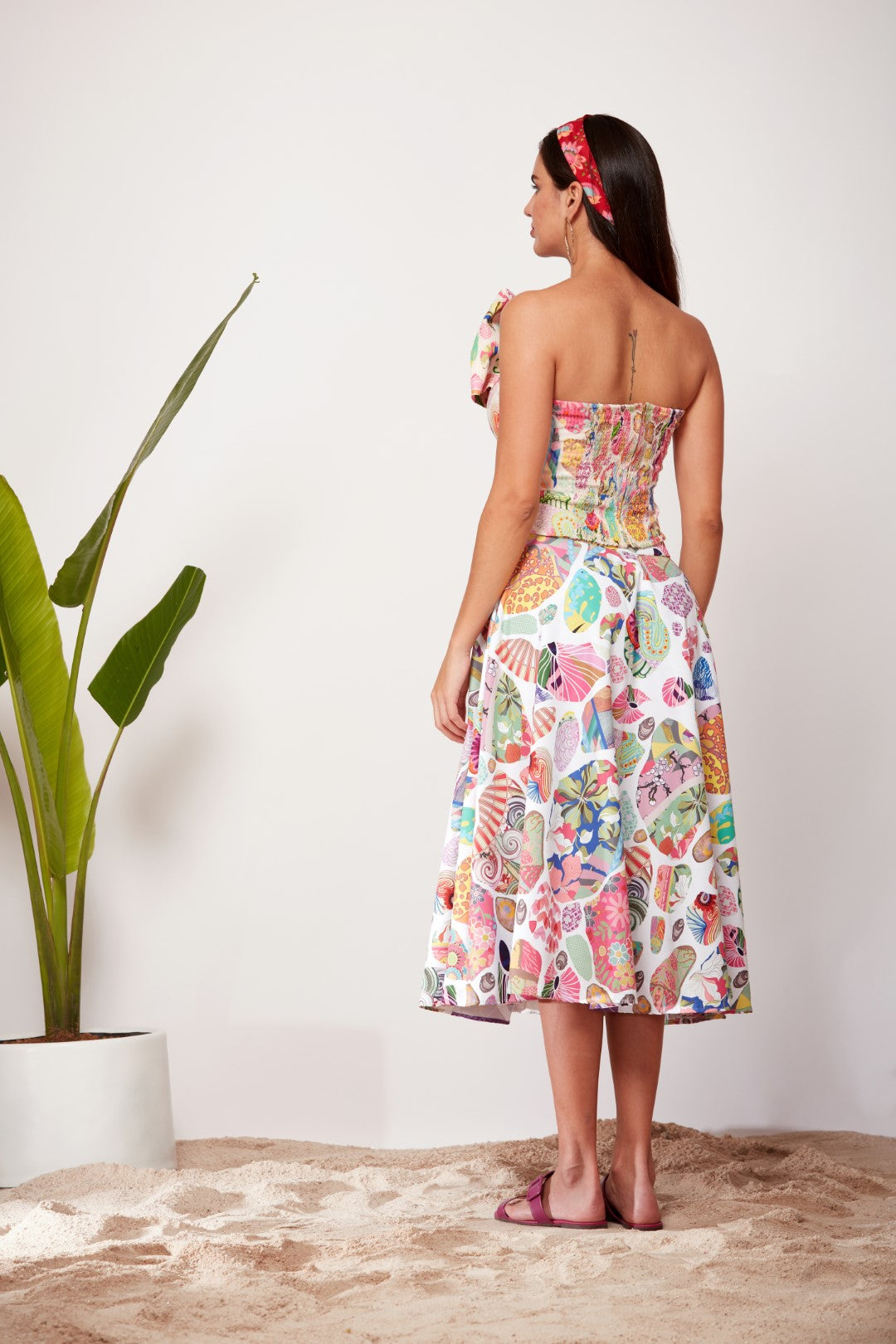 White Block Circular Skirt-Siddhartha Bansal