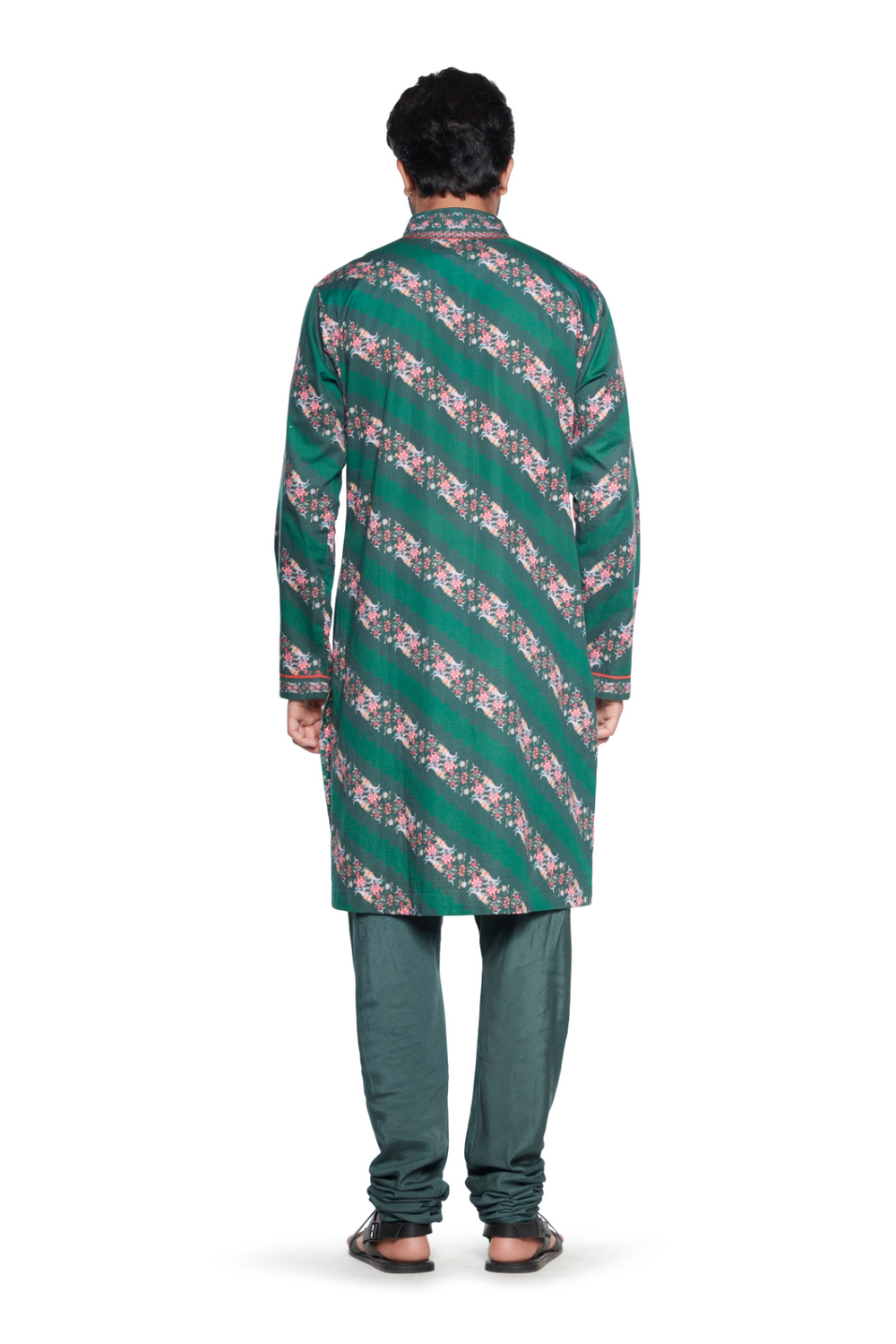 Green Stripe Mens Kurta Set-Mens Wear-Siddhartha Bansal