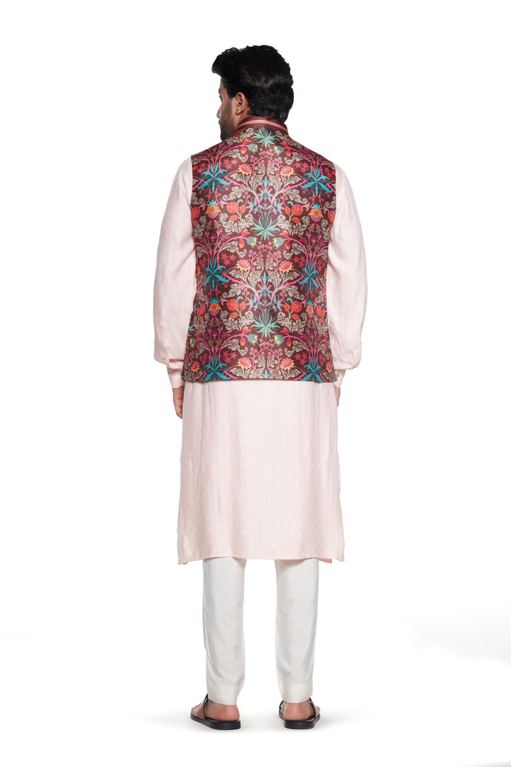 Brown Chintz Nehru Jacket-Mens Wear-Siddhartha Bansal