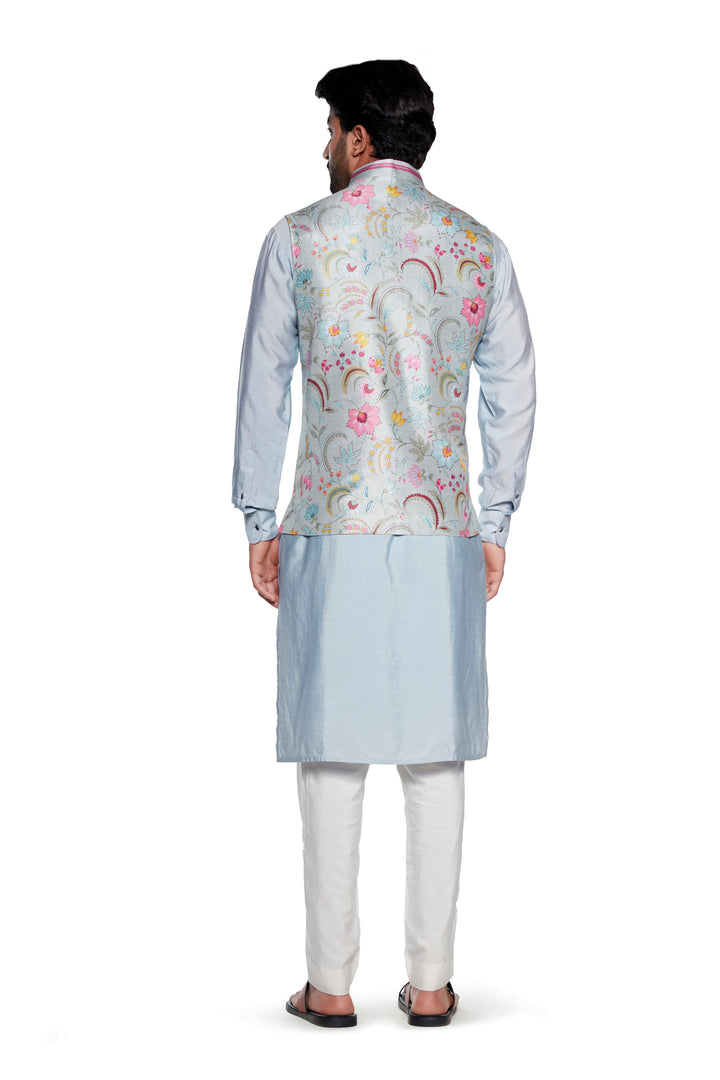 Grey Bagh Nehru Jacket-Mens Wear-Siddhartha Bansal