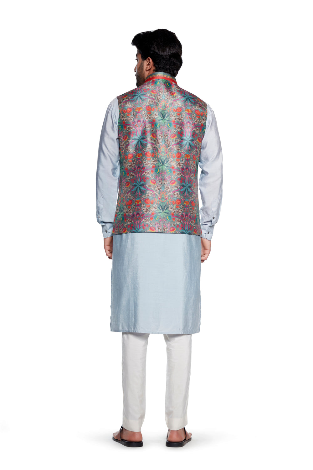 Grey Bagh Printed Nehru Jacket-Mens Wear-Siddhartha Bansal