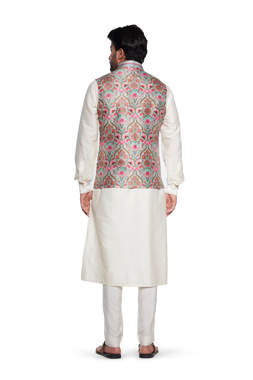 Grey Paisley Nehru Jacket-Mens Wear-Siddhartha Bansal