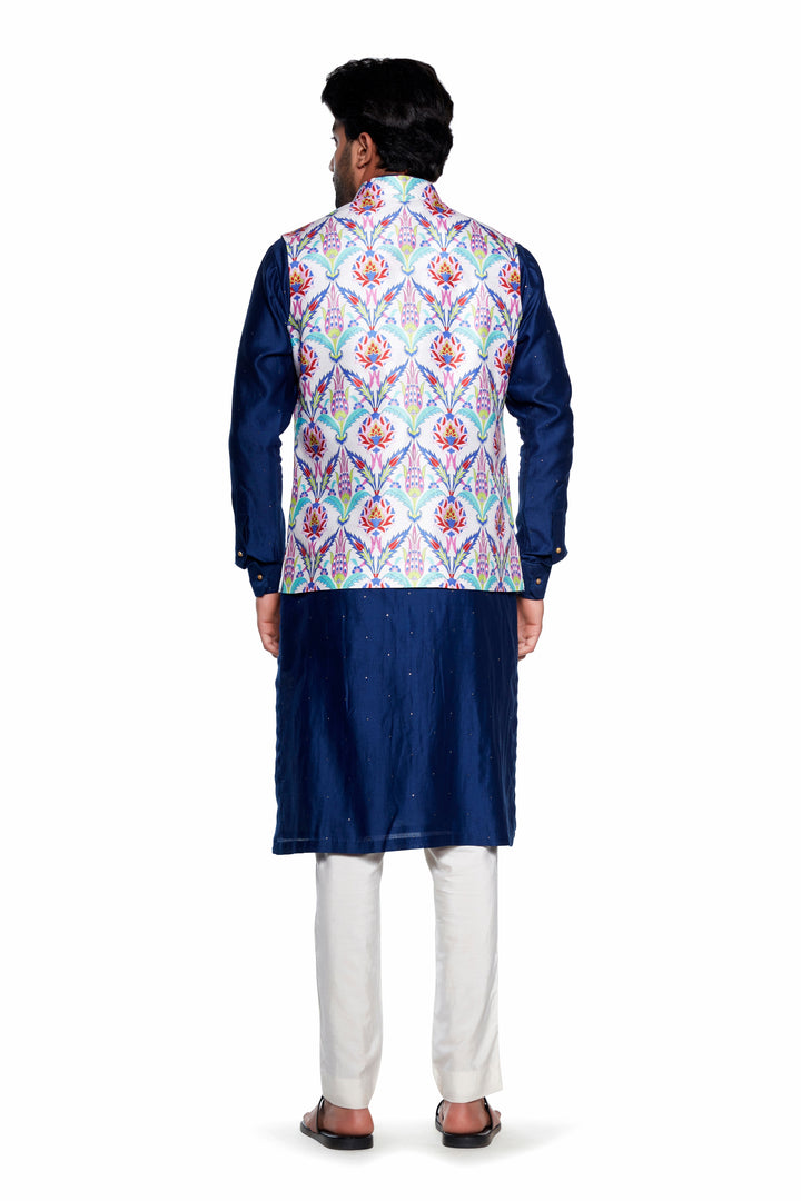 Neon Flower Nehru Jacket-Mens Wear-Siddhartha Bansal