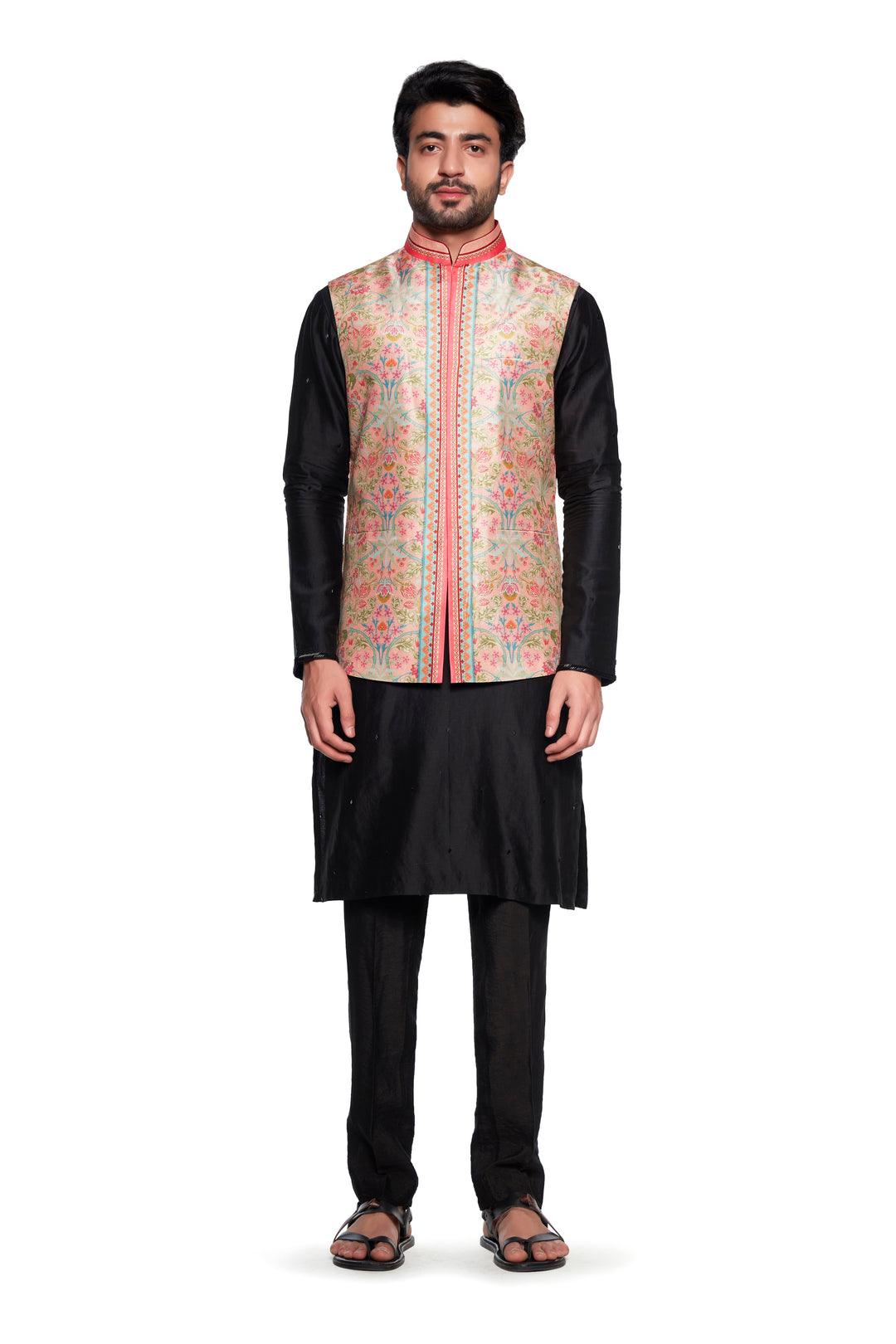 Cream Bagh Nehru Jacket-Mens Wear-Siddhartha Bansal